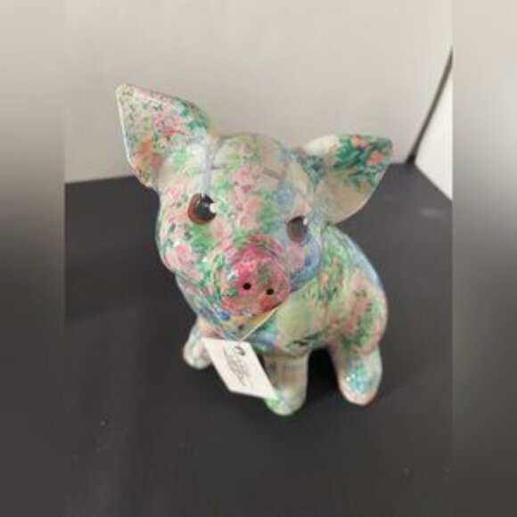 Vintage Linda Edgington Découpage  Porcelain Pig “Sarah” - Picture 4 of 5